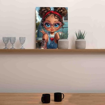 DIY Paint by Numbers for Adults Cute Little Girl Painting Acrylic Paint African Black DIY Digital Oil Painting Kits African American Expression Canvas Wall Art Living Room Decor 16x20 Inch（DlY Frame - Image 4