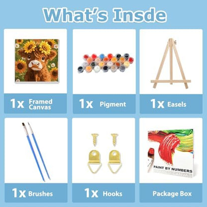 Highland Cow Paint by Numbers with Frame, Paint by Numbers for Adults 10x10 - Image 4