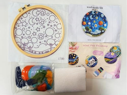 CaptainCrafts Needle Felting Kit for Adults Starry Sky Moon Planet Pattern - Image 3