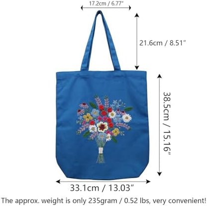 CREAWONDER Canvas Tote Bag Embroidery Kit with Pattern for Beginners, Arts and DIY Embroidery Crafts Kits for Adults, Include Instructions, Thimble, Embroidery Hoops, Color Threads and Tool - Image 6