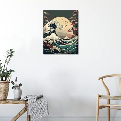 TUMOVO Paint by Numbers for Adults Waves Oil Painting Paint by Numbers for Beginners Floral Paint by Numbers Kit DIY Oil Painting Children s Crafts 16x20 inch - Image 2