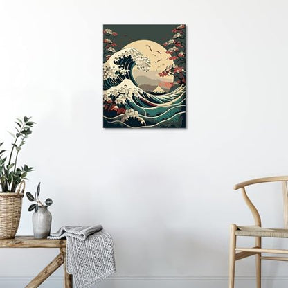 TUMOVO Paint by Numbers for Adults Waves Oil Painting Paint by Numbers for Beginners Floral Paint by Numbers Kit DIY Oil Painting Children s Crafts 16x20 inch - Image 2