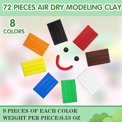 WinnerWhy 72 Pcs Air Dry Clay Bulk 38oz Air Dry Modeling Clay Soft DIY Ultra Light Modeling Clays Magic Foam Crafts for Sculpting Kids Gifts Party School Supplies for Crafts Artisti(Bright Color) - Image 2
