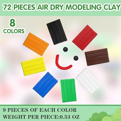 WinnerWhy 72 Pcs Air Dry Clay Bulk 38oz Air Dry Modeling Clay Soft DIY Ultra Light Modeling Clays Magic Foam Crafts for Sculpting Kids Gifts Party School Supplies for Crafts Artisti(Bright Color) - Image 2