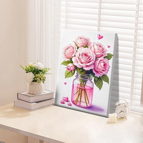 ATDMS Paint by Numbers Kit for Adults with Frame Flowers Paint by Number with Easel Floral Adult Paint by Number Kits Framed Canvas DIY Acrylic Oil Painting Kits for Home Wall Decor 8x12 Inch - Image 5