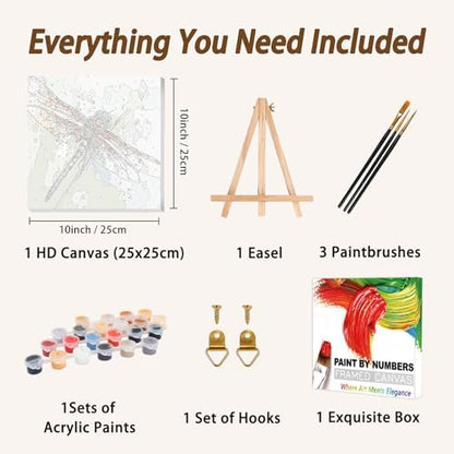 AUKELHJ Framed Paint by Numbers Kit for Adults, Dragonfly, 10x10 inch - Image 5