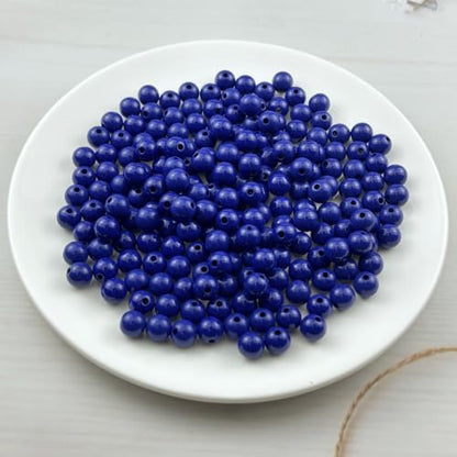 200pcs Acrylic Round Beads for Crafts 10mm Resin Candy Color Spacer Beads with Hole for Jewelry Making Sewing Crafts Decoration Necklaces Bracelets Earrings Supplies(Dark Sapphire Blue) - Image 2