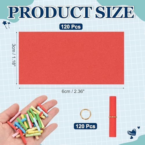 MECCANIXITY 80Pcs Message Paper Scrolls 3x6cm Lucky Wishing Red - Image 2