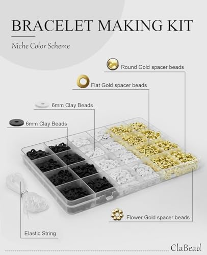 ClaBead 3200Pcs Bracelet Making Kit with Gold Beads and Gold Flower - Image 4