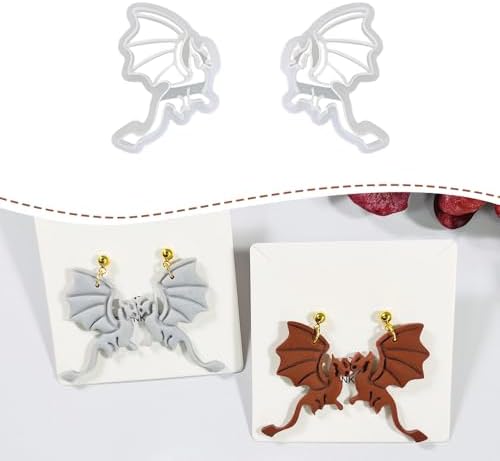 Xaekicr Polymer Clay Cutters Dragon Set – 2PCS Fantasy Dragon Clay Earring Cutters for Polymer Clay Jewelry, Halloween Gothic Clay Tools and Cutters for Cosplay and DIY Crafts by Xaekicr