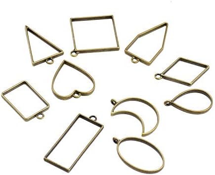 270 Pieces Open Bezel Pendants for Resin, 12 Styles Open Frame Pendant Assorted Geometric Hollow Mold Metal Resin Jewelry Molds for Earrings, Necklace, Pressed Flower, DIY Crafts - Image 3