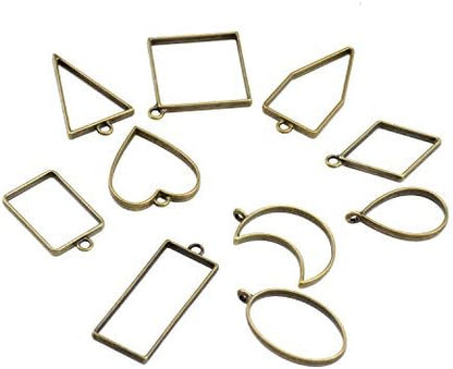 270 Pieces Open Bezel Pendants for Resin, 12 Styles Open Frame Pendant Assorted Geometric Hollow Mold Metal Resin Jewelry Molds for Earrings, Necklace, Pressed Flower, DIY Crafts - Image 3