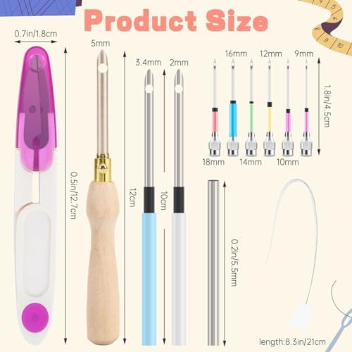 AUGSUN 13Pcs Punch Needle Kit for Craft Beginner Punch Embroidery Kit - Image 2