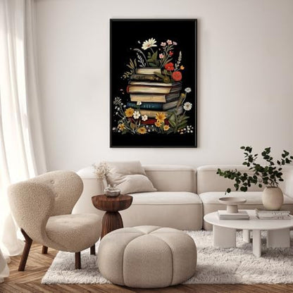 Framed Paint by Numbers Kit for Adults, Books & Wildflowers, 8 x 12 Inch - Image 2