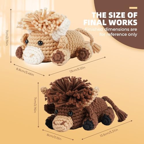 MOREJMTT Crochet kit for Beginners Adults, Learn to Crochet, Include Easy Knitting Soft Yarn, Step-by-Step Video Tutorial, Hook, Holiday Birthday Gift for Adults (Highland Cattle) - Image 5