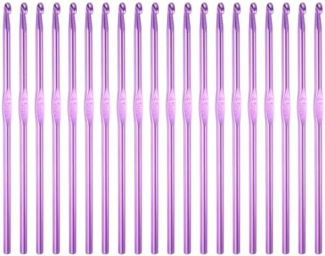 uxcell 20Pcs Aluminum Crochet Hook 4.5mm US Size 7 Knitting Needles for DIY Craft Yarn Purple by uxcell