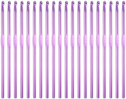 uxcell 20Pcs Aluminum Crochet Hook 4.5mm US Size 7 Knitting Needles for DIY Craft Yarn Purple by uxcell