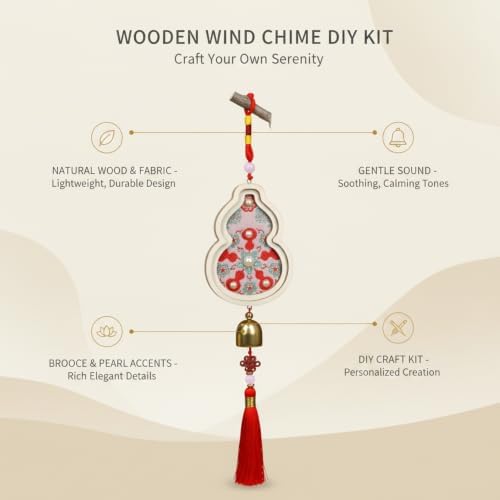 14.96 Inch Wooden Craft Kit with Red Brocade and Pearls for Assembly - Image 5