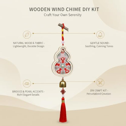14.96 Inch Wooden Craft Kit with Red Brocade and Pearls for Assembly - Image 5