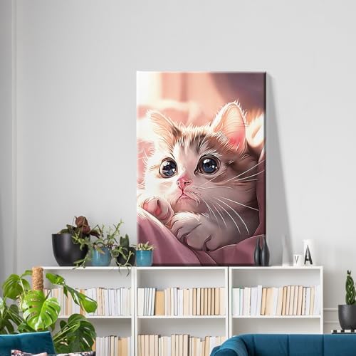 ATDMS Cat Paint by Numbers Kit for Adults with Frame, 8x12 Inch - Image 2