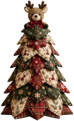 DIY Quilted Christmas Tree Kit, 3D Fabric Patchwork Craft Set for Adults & Beginners, Handmade Holiday Sewing & Tabletop Decor Project, Creative Crafting Gift Box by Unknown