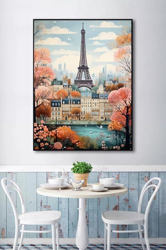 5DDIYART Paint by Numbers for Adults Beginner, Paris Eiffel Tower Paint by Number Kits on Canvas Without Framed,Paint by Easy Acrylic Painting Home Wall Decor 12x16inch - Image 5