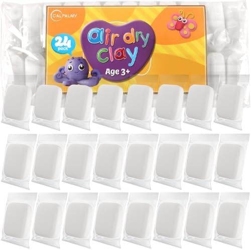 CALPALMY Air Dry Clay (8.5oz), Bulk 24-Pack White Moldable Foam Clay, Airdry Soft Clay for Kids Gifts Partty and School Project Supplies, Perfect for Crafts Cosplay Sculpting and Artistic Projects by CalPalmy