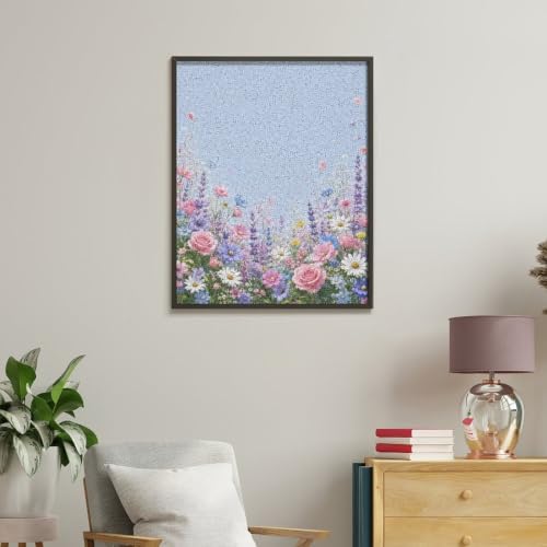 Lyngora Paint by Numbers Kit for Adults Beginner Art Decor Blue Rose Meadow - Image 5