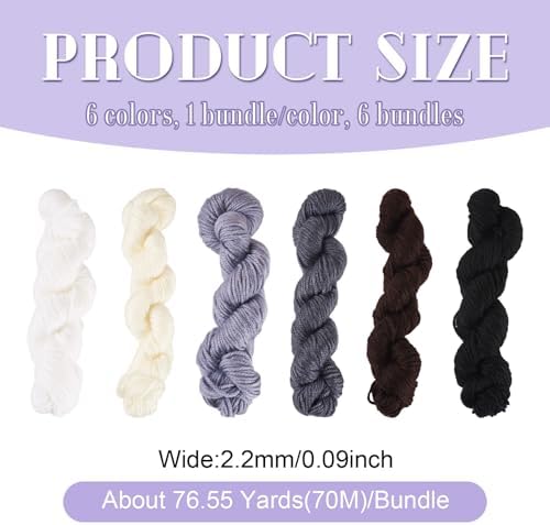 Cheriswelry 6 Skeins Black White Grey Acrylic Fiber Yarn Craft Sewing Cord Threads for Weaving Soft String for Knitting 2.2mm Skeins Yarn kit for Crochet Beginners Adults - Image 4