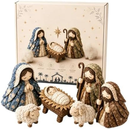 DIY Quilted Fabric Nativity Set Sewing Kit, Detailed Hand-Stitch Holy Family Manger Craft Set, Nativity Ornament Making Project for Home Display & Faith-Based Decor Creation for Adults，Type E by Unknown