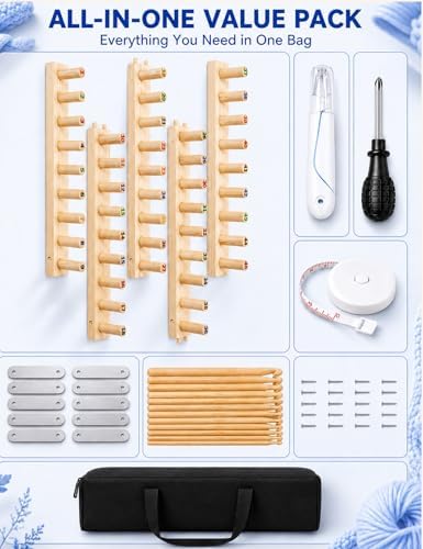 LynxLink 78" Extra Large Chunky Blanket Loom Kit for Beginners, Stable Splinter-Free Wooden Modular Yarn Loom with 12 Sizes Crochet Hooks and Bag, Adjustable Knitting Loom Set Throws DIY Craft - Image 4
