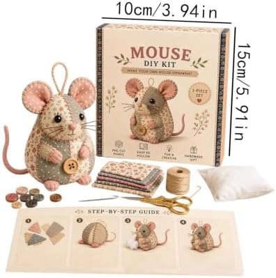 Sewing Project Kits with Buttons Mouse Ornament - Image 4