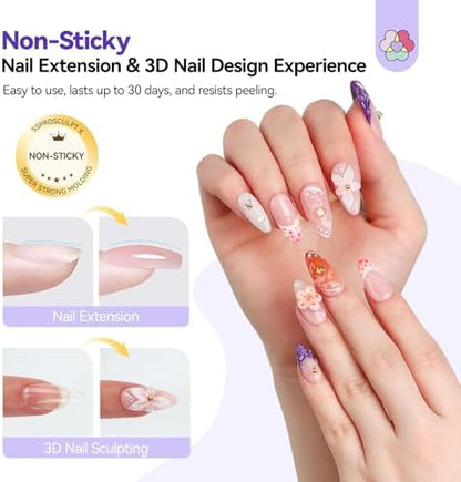 SAVILAND Pro Solid Builder Nail Gel for Nails with 30 g Rhinestone Glue Gel: 30 Days Long Lasting Clear 3D Nail Gel for Nail Extension Nail Art Salon - Image 4