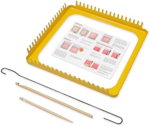 ULIONTAC Solid Metal Square Weaving Loom Tool Potholder Set (7 inch,Yellow) - Image 2