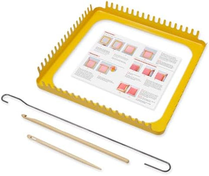 ULIONTAC Solid Metal Square Weaving Loom Tool Potholder Set (7 inch,Yellow) - Image 2