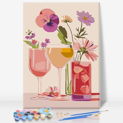 Camocin Framed Paint by Numbers Kit for Adults Beginners – Flowers Cocktail by CamocinDIYKit