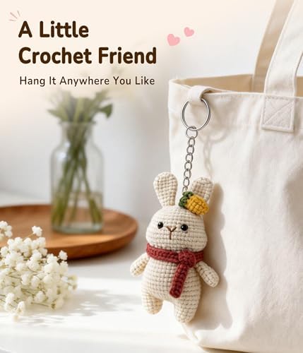 PAITIN Crochet Kit for Beginners Adults, Complete DIY Craft Yarn Kit with Step-by-Step Video Tutorials, Easy Handmade Art Projects Home Decor (Standing Bunny) - Image 5
