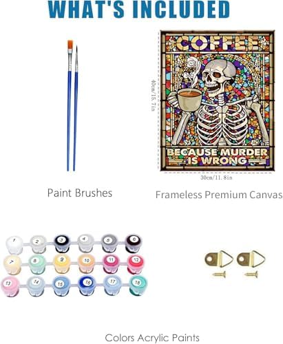 Halloween Skeleton Paint by Numbers Kit for Adults Canvas, Frameworkless - Image 3