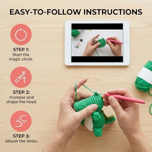 minimal beee Crocodile Crochet Kit for Beginners Easy Yarn Video Tutorials - Image 5