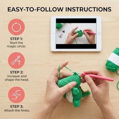minimal beee Crocodile Crochet Kit for Beginners Easy Yarn Video Tutorials - Image 5