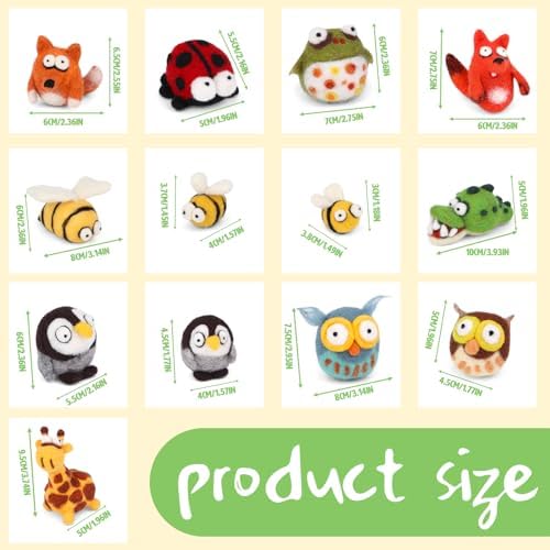 Fedmut Needle Felting Wool Kit Felting Kit, 13 Cute Animals Tools Supplies - Image 2
