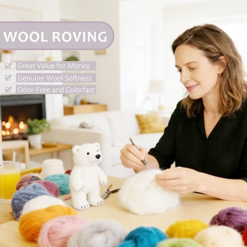 3.4oz Needle Felting Wool Light Gray for DIY Needle Craft Enthusiasts - Image 3