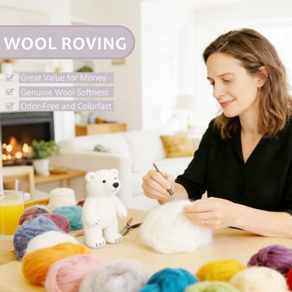 3.4oz Needle Felting Wool Light Gray for DIY Needle Craft Enthusiasts - Image 3