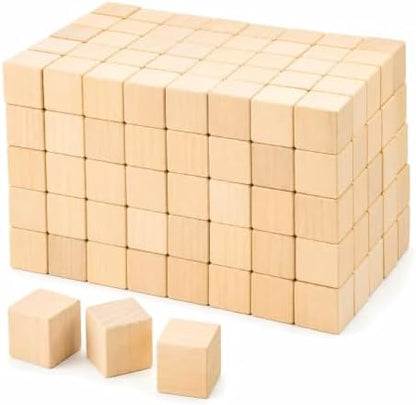 120 Pack Unfinished Wood Blocks, 1 Inch Solid Wood Cubes for Crafts by Keshufu