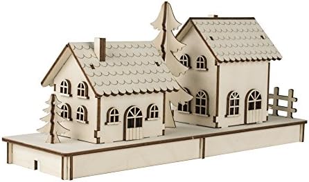 Rayher Wooden Houses Building Kit, 52 Slot-Together Pieces, 31.7x9.4x14cm, Unisex, Adult DIY Enthusiasts by Rayher