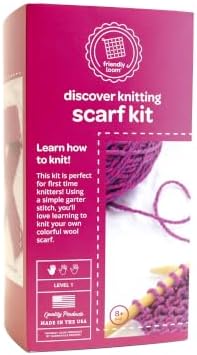 friendly loom Discover Knitting Scarf Kit Pink Violet Wool for Beginners by friendlyloom