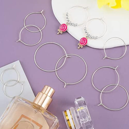 OIIKI 280PCS Earring Beading Hoops, 4 Sizes Silver Plated Hoop Earring Findings, Open Hoops, Metal Earring Rings, Round Earring Beading Decorative Accessories for DIY Jewelry Making, Parties - Image 3
