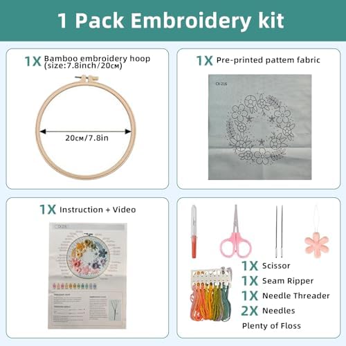 Herdiese Embroidery Kit for Beginners & Adults with Flower Pattern - Image 5