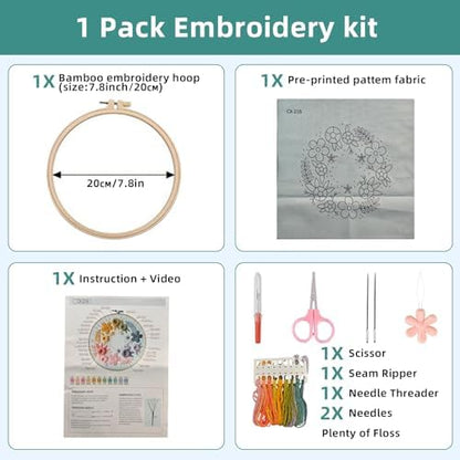Herdiese Embroidery Kit for Beginners & Adults with Flower Pattern - Image 5