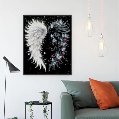 Angel Wings Stamped Cross Stitch Kits for Adults,Colourful Angel Wings Dimensions Cross Stitch Kits Embroidery Kit Arts and Crafts for Beginners 15.7x11.8 inches - Image 6